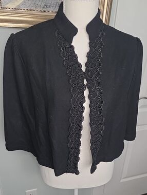 Preston & York Black Scalloped-Edge Sweater Shrug